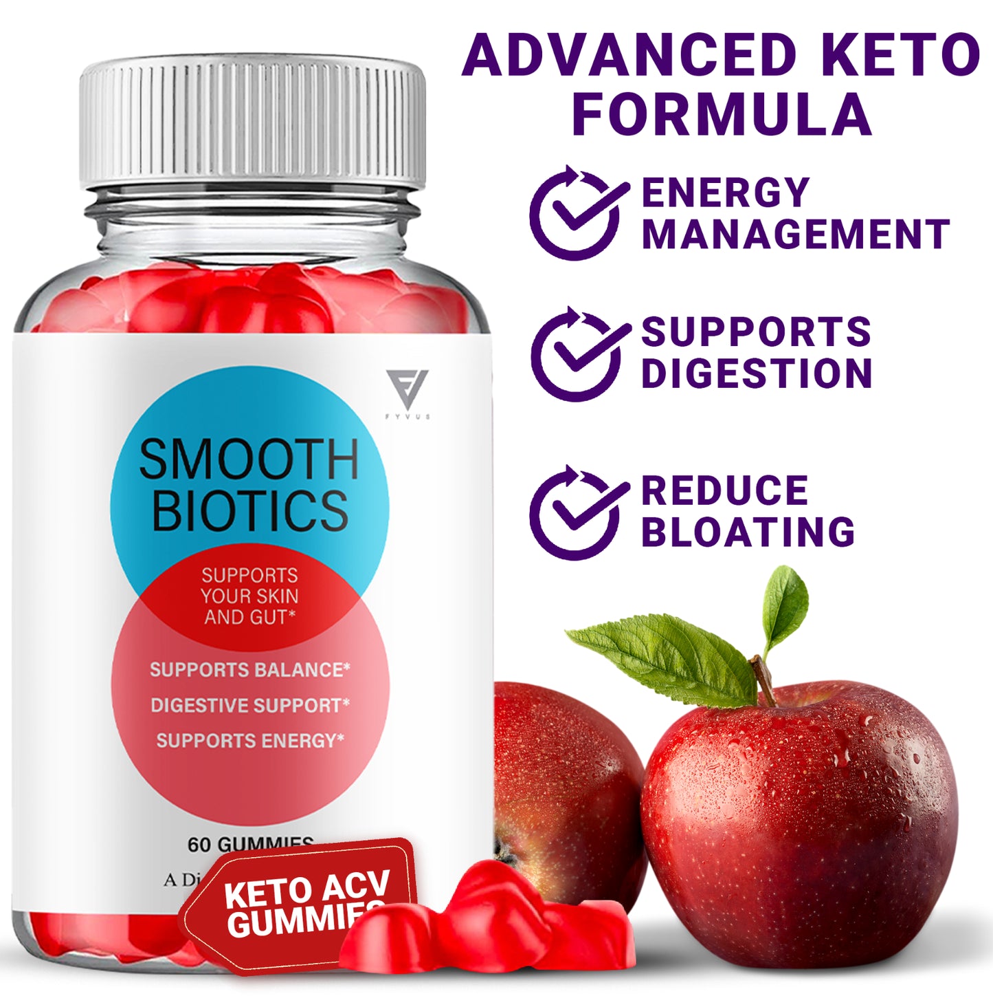 Smooth Biotics Gummies Smoothbiotics Skin & Gut Support (60 Gummies)