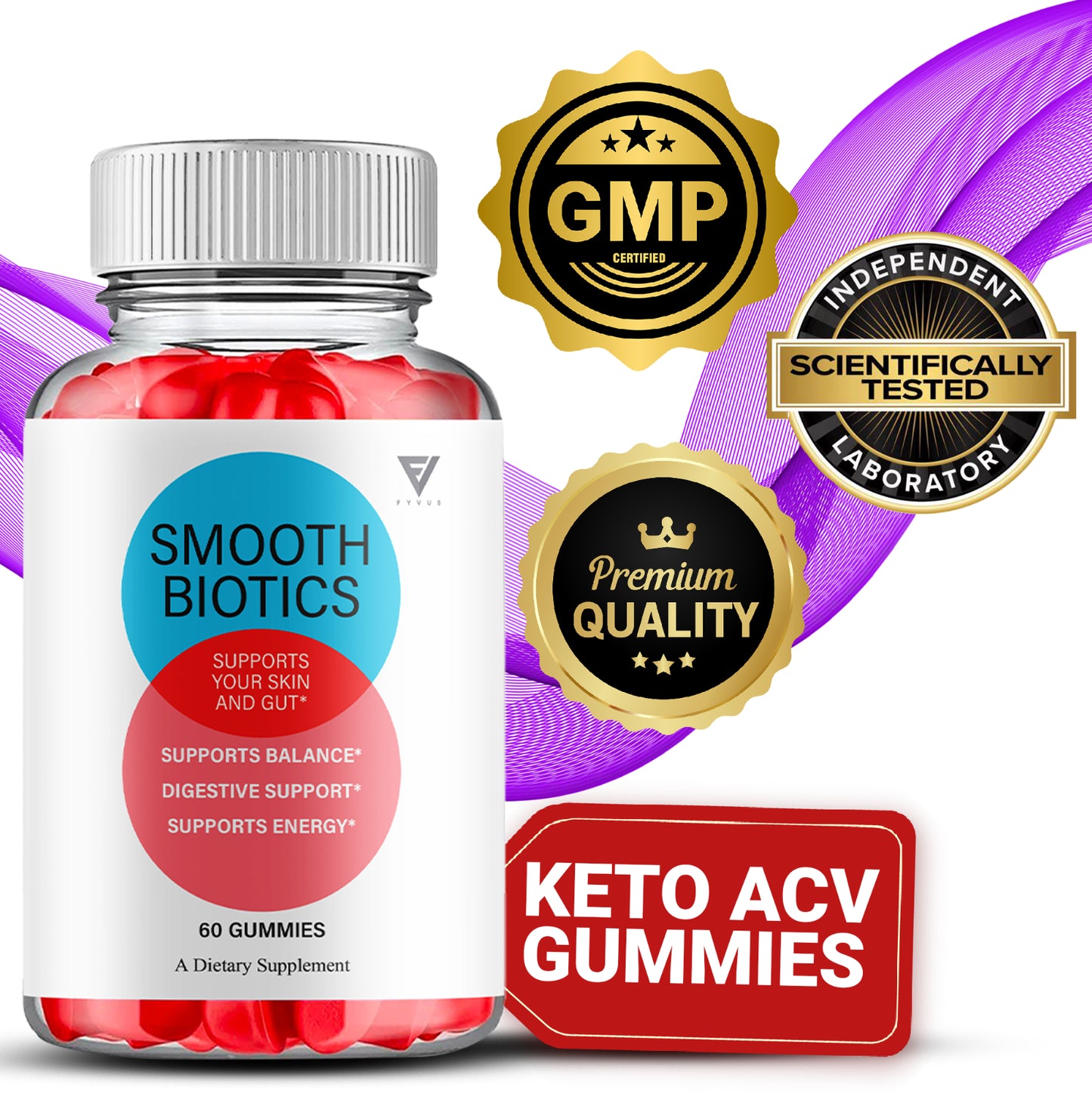 Smooth Biotics Gummies Smoothbiotics Skin & Gut Support (60 Gummies)