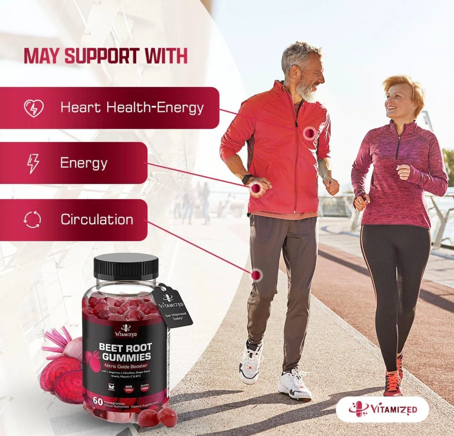 VITAMIZED Beetroot Gummies 1000Mg Nitric Oxide Supplement