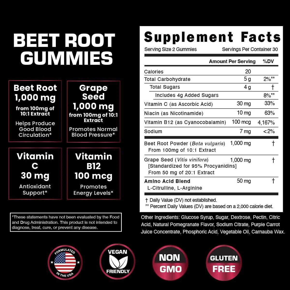 VITAMIZED Beetroot Gummies 1000Mg Nitric Oxide Supplement