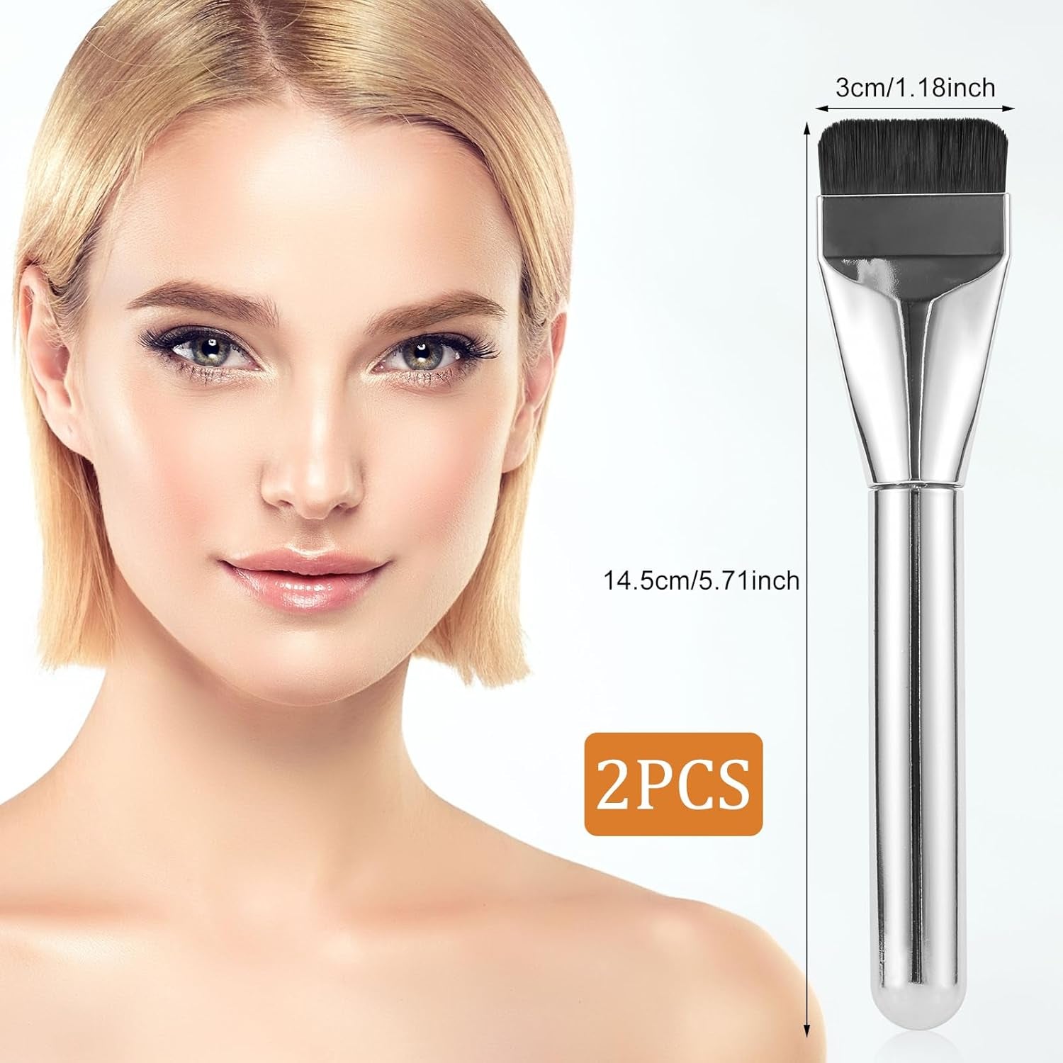 2Pcs Flat Foundation Brush for Liquid Makeup, Ultra Thin Flat Head Foundation Brush Soft Dense Flat Makeup Brush Beauty Brushes for Face Makeup Cosmetic Application