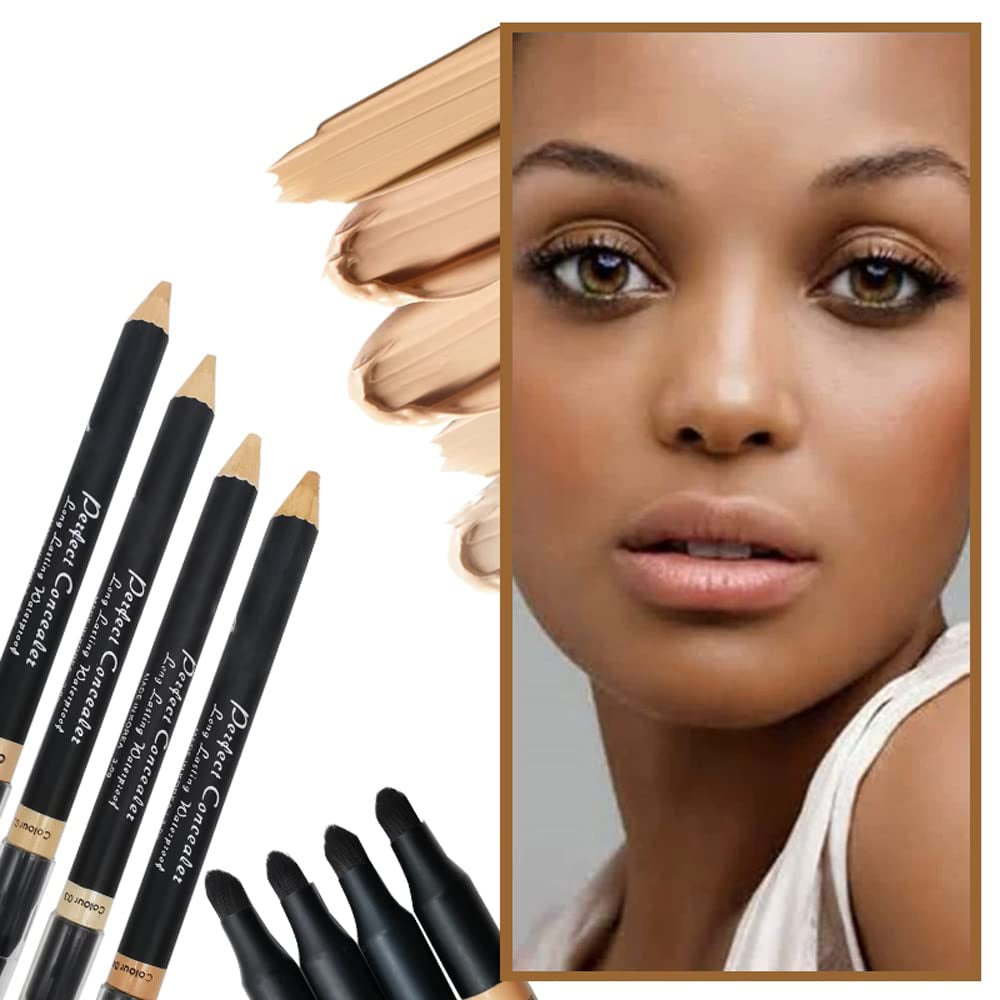 Face Full Range of Concealers Pencil for Face, 2 in 1 Dual-Sided Eyebrow Face Concealer Crayon Highlighter Stick, Professional Waterproof Foundation Concealer for Eye Dark Circles, Acne Marks, Concealer Pencil with Brush for Men and Women (#1 Soft Skin Tone)