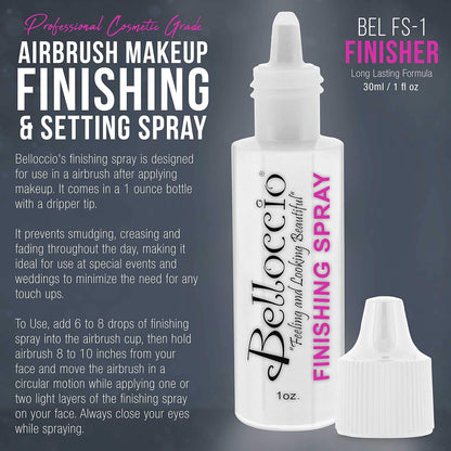 Airbrush Makeup Finishing Spray & Setting Mist, 1 Oz. Bottle - Long Lasting, Prevents Smudging and Fading - Sets Cosmetic Foundations, Concealers & Blushes