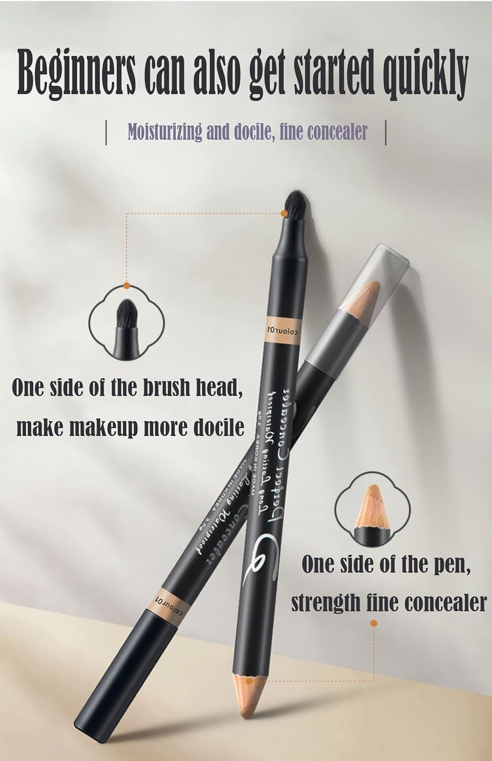 Face Full Range of Concealers Pencil for Face, 2 in 1 Dual-Sided Eyebrow Face Concealer Crayon Highlighter Stick, Professional Waterproof Foundation Concealer for Eye Dark Circles, Acne Marks, Concealer Pencil with Brush for Men and Women (#1 Soft Skin Tone)
