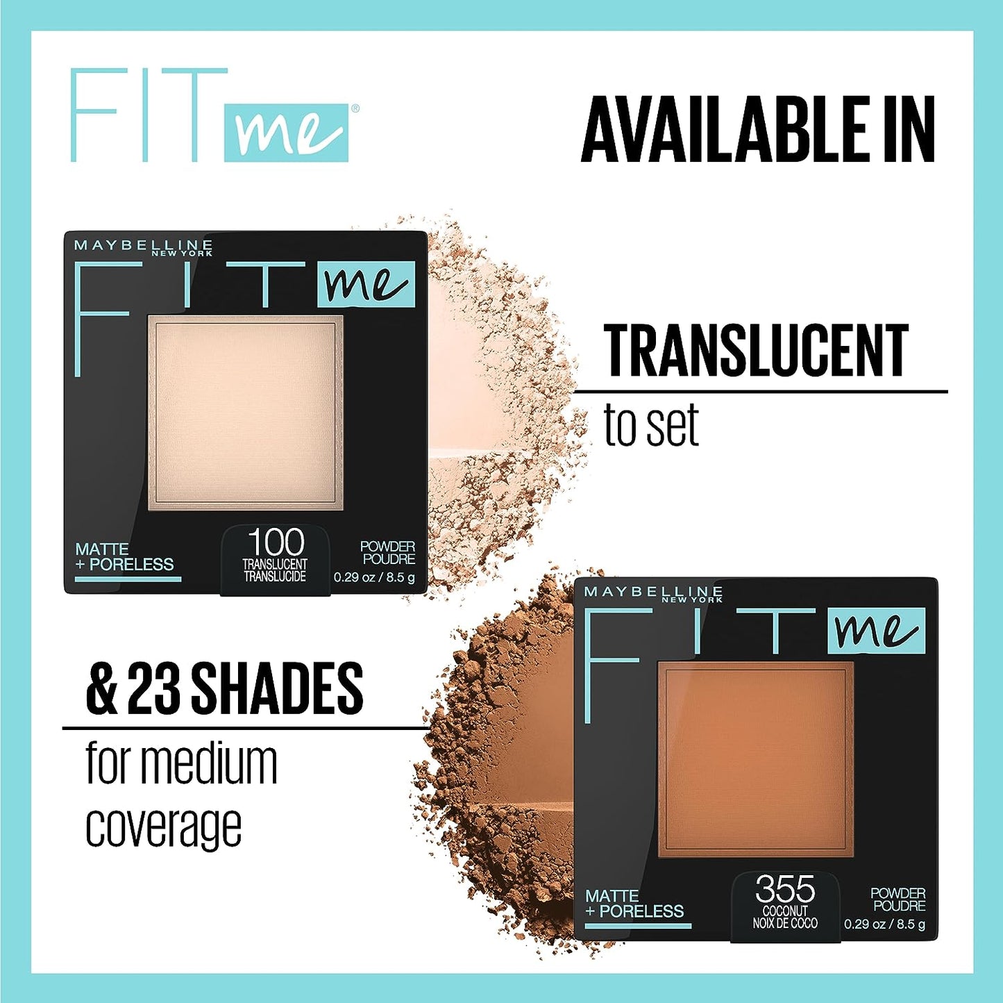 Fit Me Matte + Poreless Pressed Face Powder Makeup & Setting Powder, Classic Ivory 1 Count and Fair Ivory 1 Count