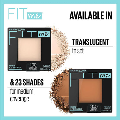 Fit Me Matte + Poreless Pressed Face Powder Makeup & Setting Powder, Classic Ivory 1 Count and Fair Ivory 1 Count