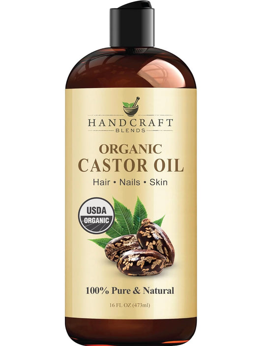 Premium Organic Castor Oil 100% Pure and Hexane-Free Cold-Pressed Beauty 16 Fl.