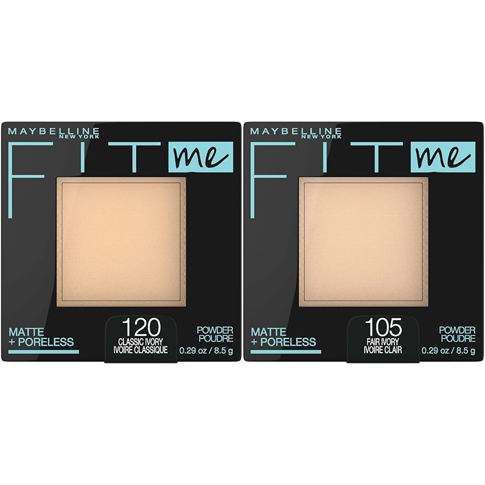 Fit Me Matte + Poreless Pressed Face Powder Makeup & Setting Powder, Classic Ivory 1 Count and Fair Ivory 1 Count