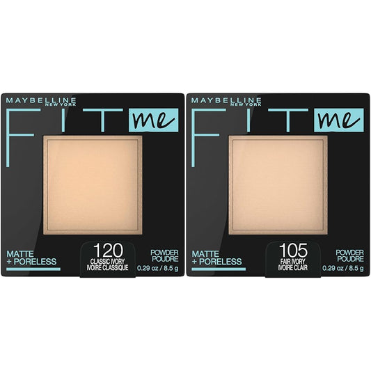 Fit Me Matte + Poreless Pressed Face Powder Makeup & Setting Powder, Classic Ivory 1 Count and Fair Ivory 1 Count