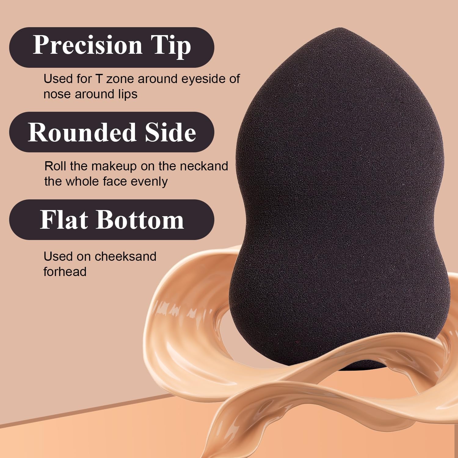 Deluxe Pro 5 Piece Beauty Sponge Vault Set, Includes 3 Oval Handle Sponges & 2 Beauty Blenders for Liquid & Cream Cosmetics, Full Face & Precision Blending