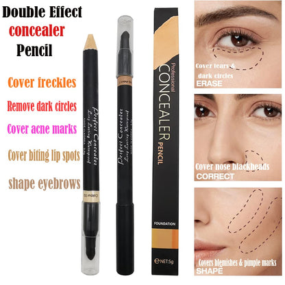Face Full Range of Concealers Pencil for Face, 2 in 1 Dual-Sided Eyebrow Face Concealer Crayon Highlighter Stick, Professional Waterproof Foundation Concealer for Eye Dark Circles, Acne Marks, Concealer Pencil with Brush for Men and Women (#1 Soft Skin Tone)
